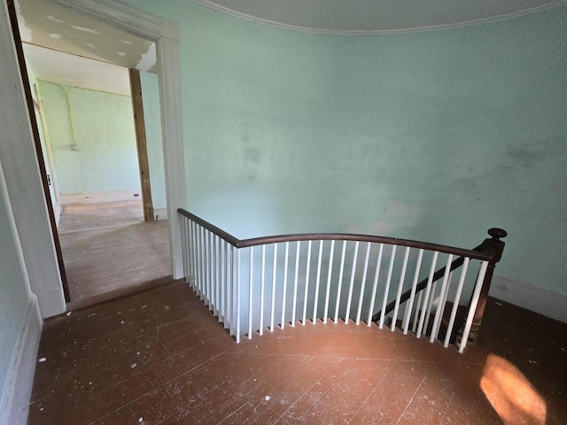 stairs featuring ornamental molding