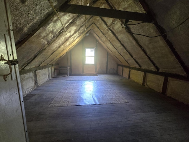 view of unfinished attic