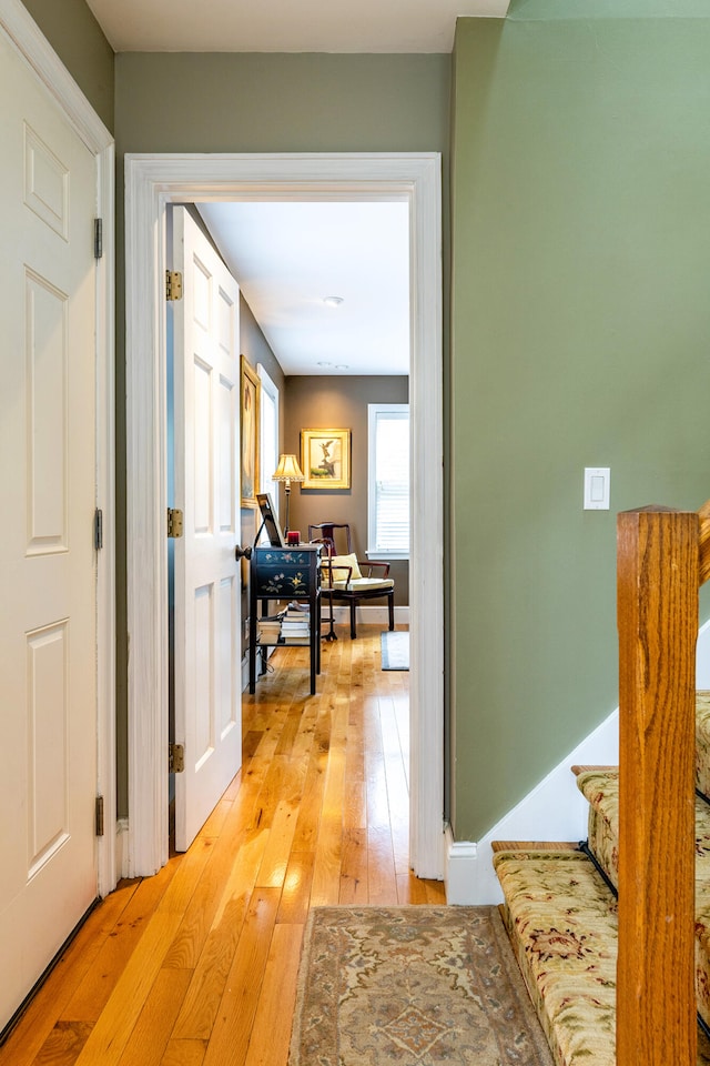 hall featuring light hardwood / wood-style flooring