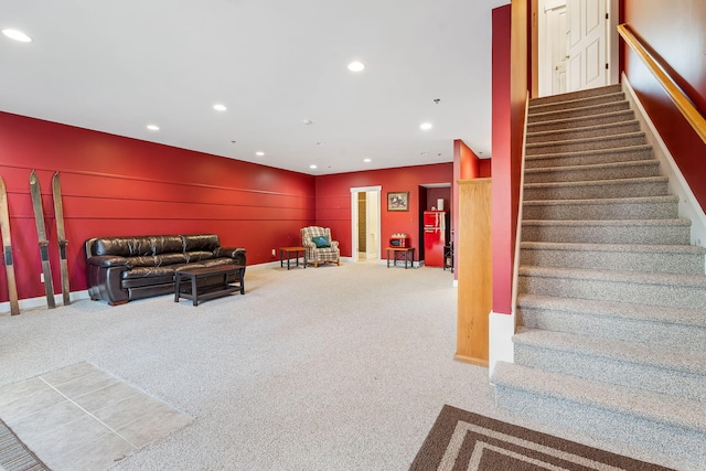 living room with carpet floors