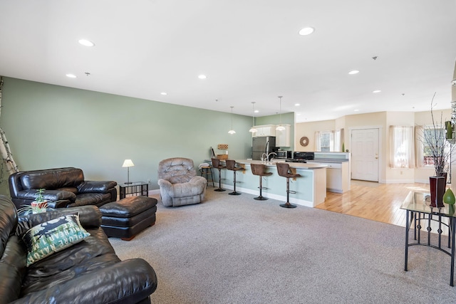 living room featuring light hardwood / wood-style floors