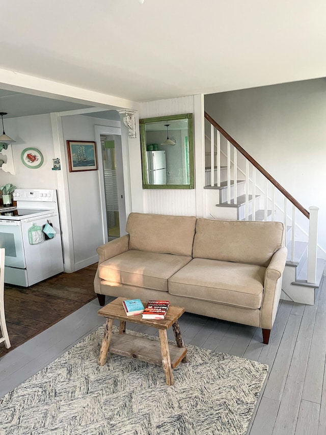 living room with hardwood / wood-style flooring