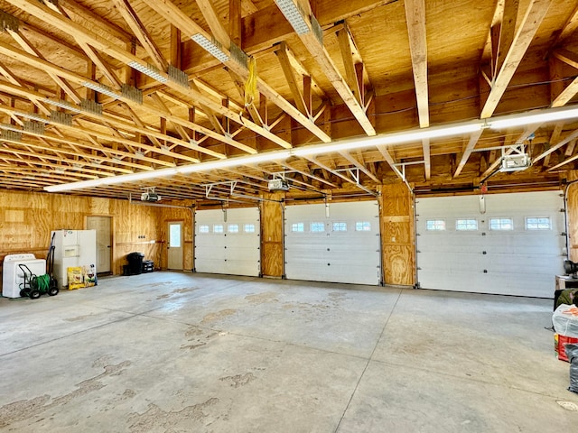 garage with wooden walls