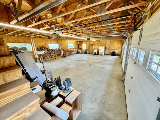 garage with a garage door opener