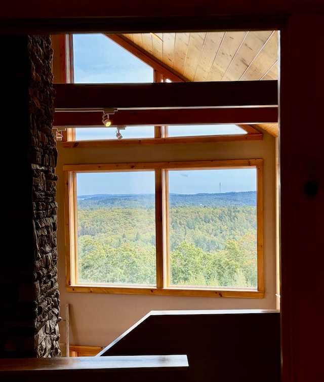 interior details with wood ceiling