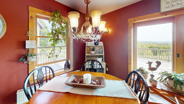 dining room featuring an inviting chandelier