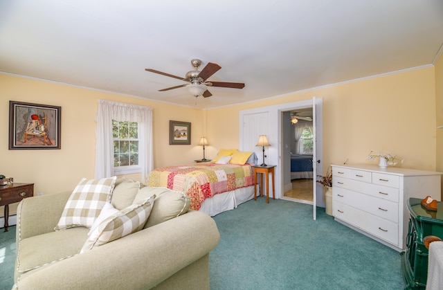 bedroom with carpet and ceiling fan