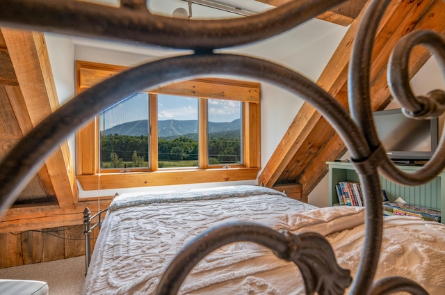 bedroom with a mountain view