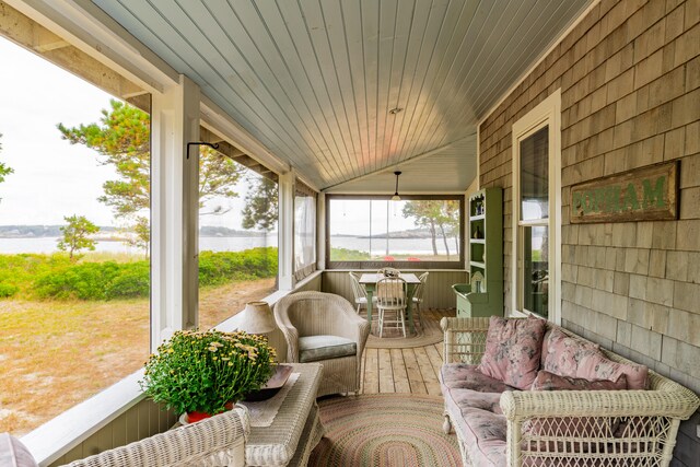 view of patio / terrace with a water view