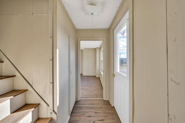 corridor with light wood finished floors