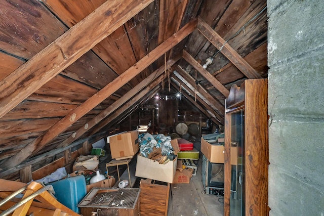 view of unfinished attic