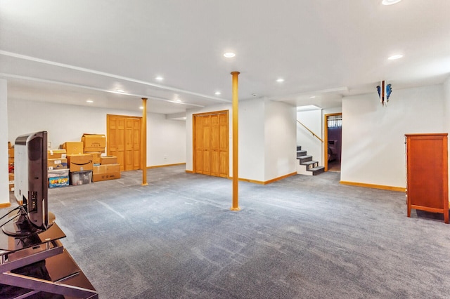 basement featuring carpet floors