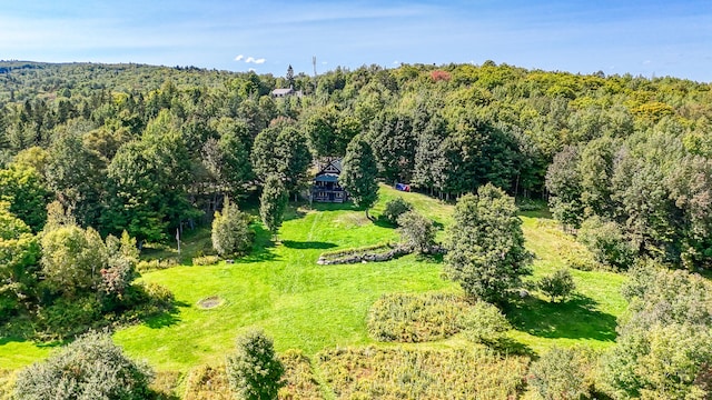bird's eye view featuring a view of trees