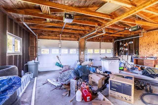 garage with a garage door opener