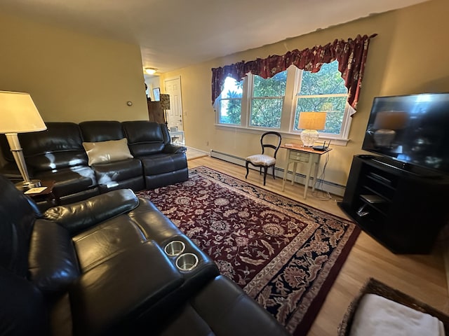 living room with wood-type flooring