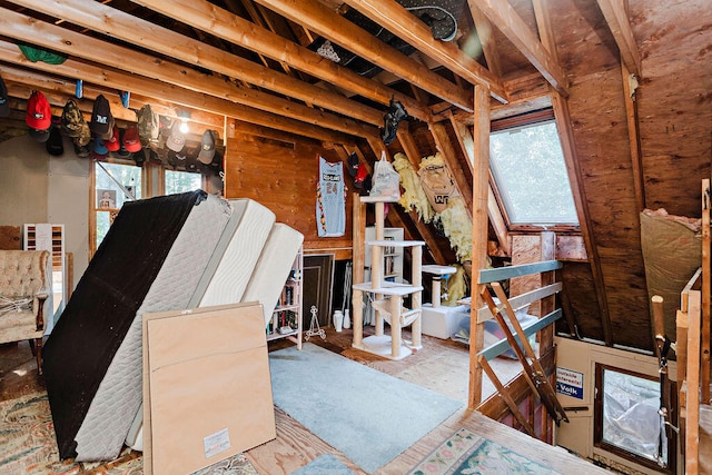 unfinished attic featuring a wealth of natural light