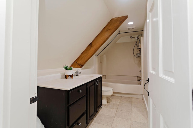 full bathroom with vanity, tile patterned flooring, toilet, and shower / bath combination