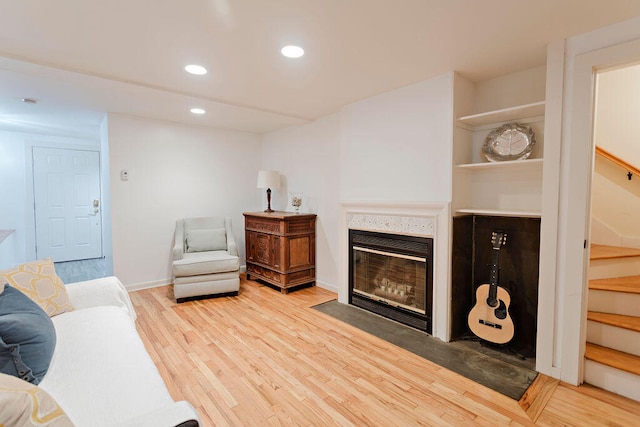 living room featuring light hardwood / wood-style floors