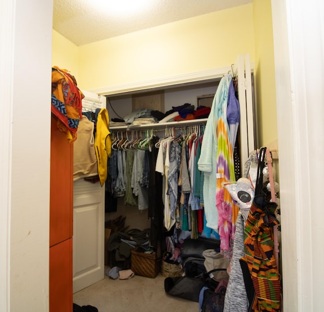 walk in closet featuring carpet