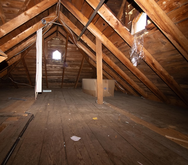 view of unfinished attic