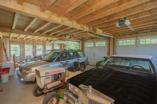 garage with a garage door opener