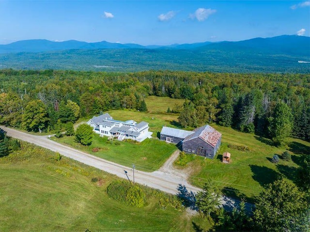 aerial view with a mountain view