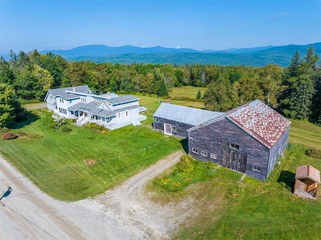 drone / aerial view with a mountain view