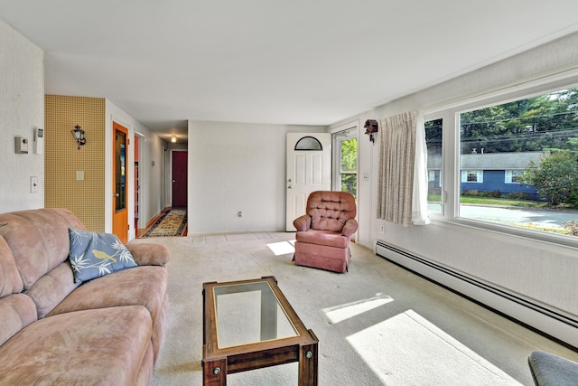 living room featuring baseboard heating