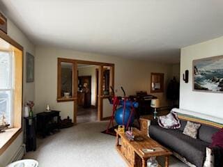 living room with carpet flooring