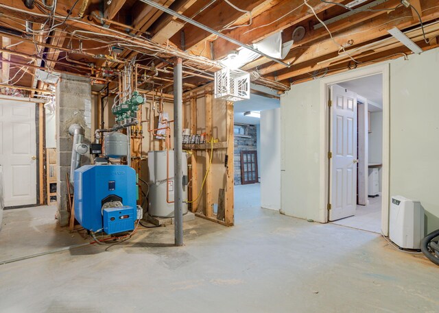 basement with gas water heater