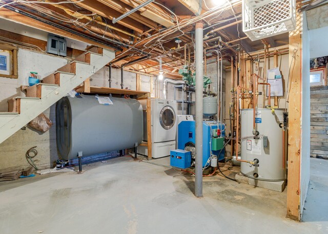 basement with gas water heater