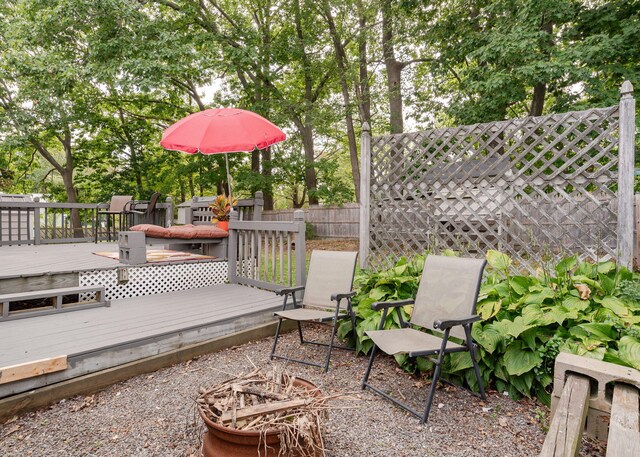 deck featuring a fire pit