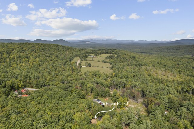 birds eye view of property with a mountain view