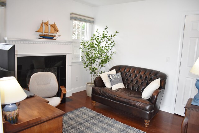 interior space with dark hardwood / wood-style flooring