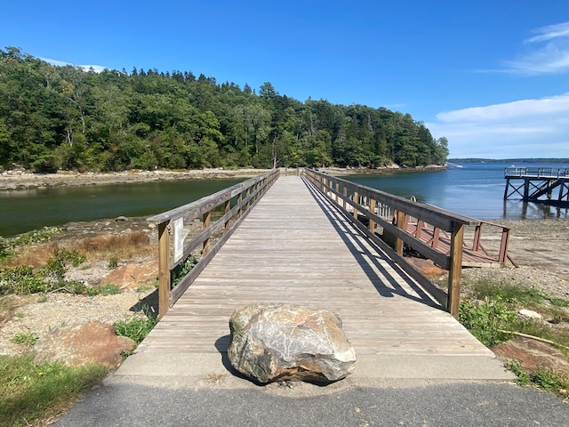 dock area featuring a water view