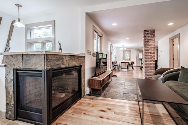 living room featuring hardwood / wood-style flooring