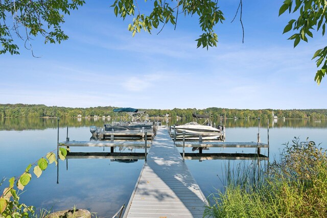 1270 Lakeview Dr Unit 23, China, ME 04358 - dock area with a water view and a view of trees