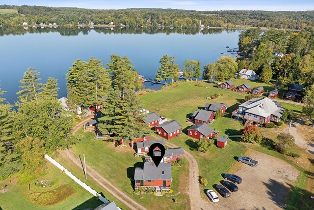 1270 Lakeview Dr Unit 23, China, ME 04358 - aerial view of a large body of water and a heavily wooded area
