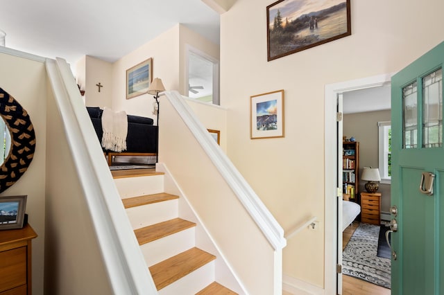 48 Camrock Dr, Rockport, ME 04856 - stairs featuring wood finished floors