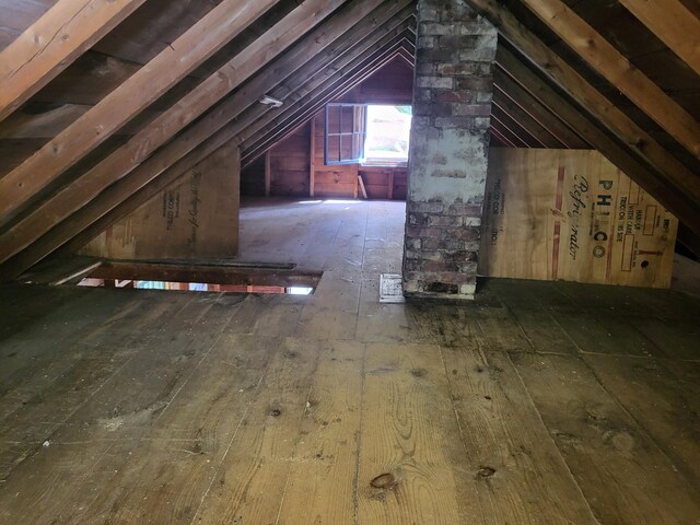 view of unfinished attic