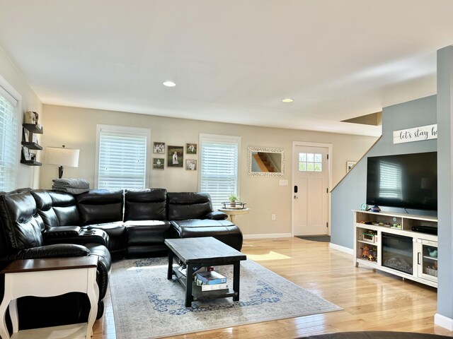 living room featuring light hardwood / wood-style floors