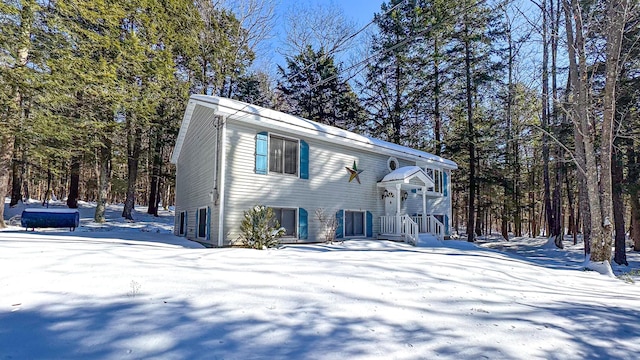 view of snowy exterior