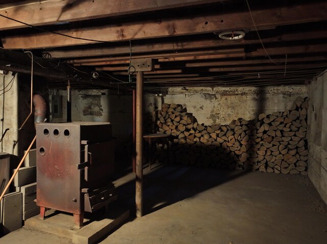 basement with electric panel