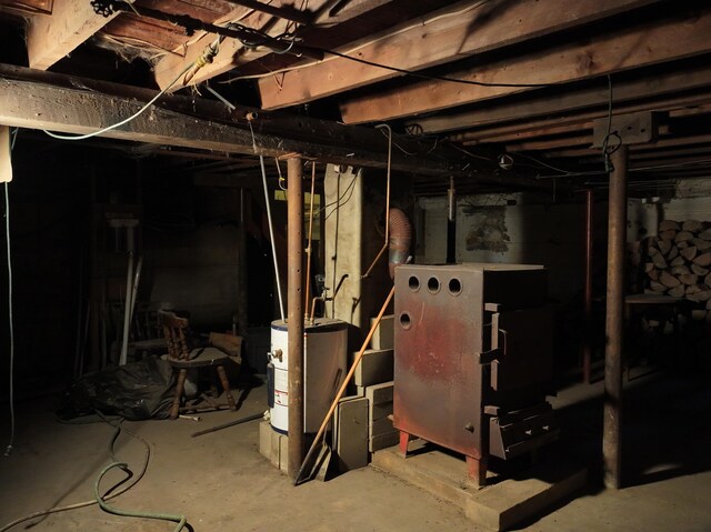 basement with water heater