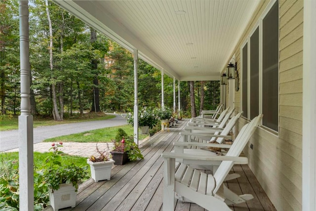 wooden terrace with covered porch