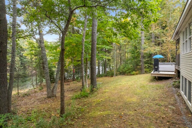 view of yard featuring a wooden deck