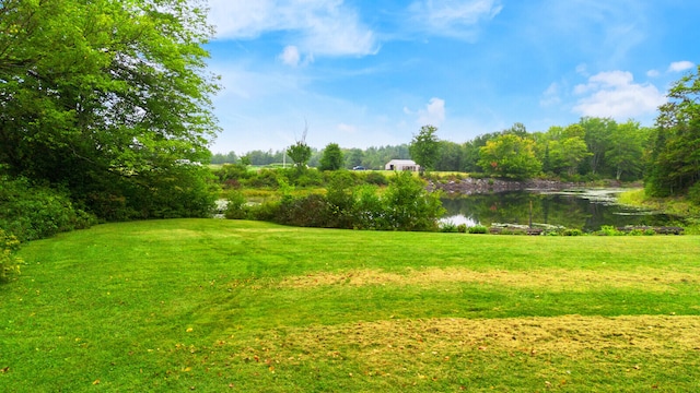 view of yard featuring a water view