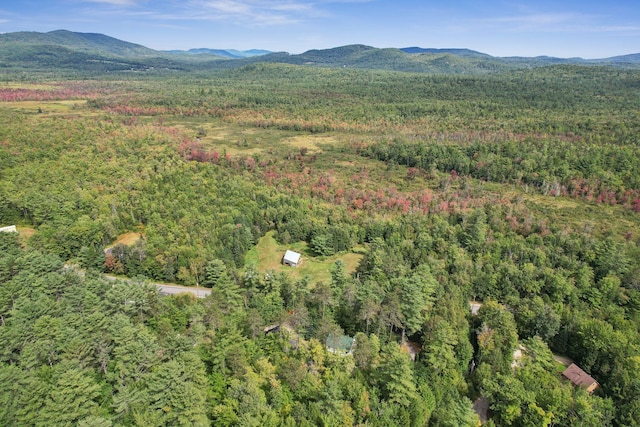 drone / aerial view featuring a mountain view