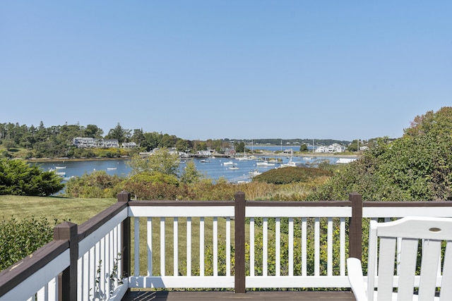 12 Steamboat Wharf Ln, Harpswell, ME 04079 - wooden deck with a water view