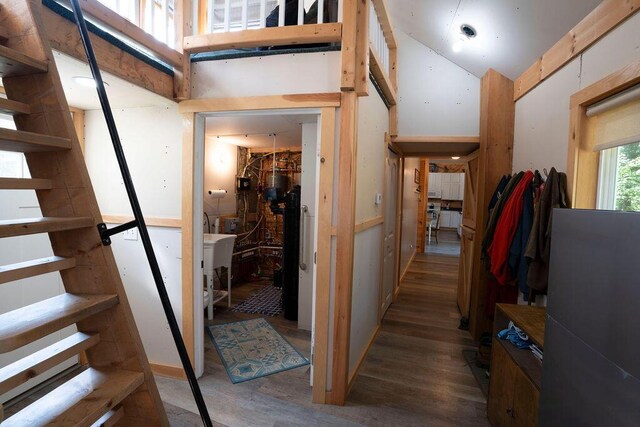 hall featuring dark hardwood / wood-style floors